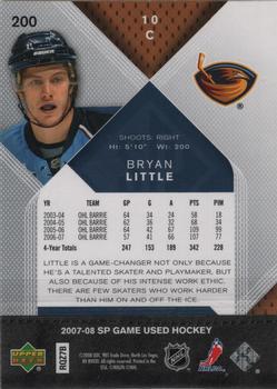 2007-08 SP Game Used #200 Bryan Little Back