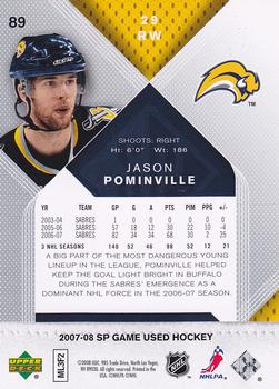 2007-08 SP Game Used #89 Jason Pominville Back