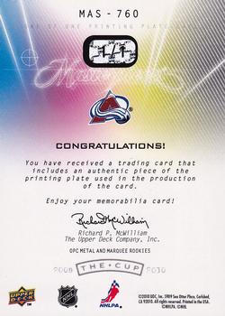 2009-10 Upper Deck The Cup - Printing Plates O-Pee-Chee Magenta #MAS-760 Wes O'Neill  Back