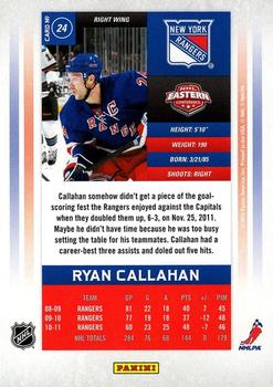2011-12 Panini Contenders #24 Ryan Callahan Back
