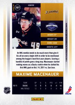 2011-12 Panini Contenders #161 Maxime Macenauer Back