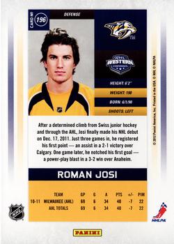 2011-12 Panini Contenders #196 Roman Josi Back