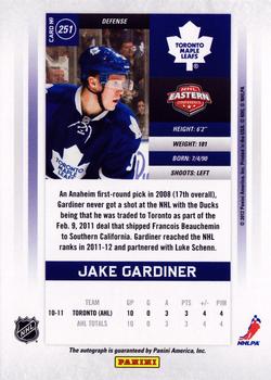 2011-12 Panini Contenders #251 Jake Gardiner Back