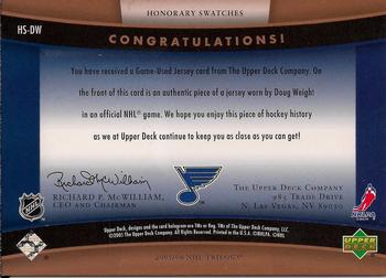 2005-06 Upper Deck Trilogy - Honorary Swatches #HS-DW Doug Weight Back