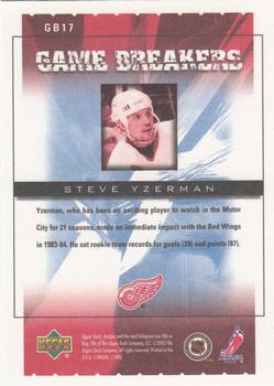 2005-06 Upper Deck Victory - Game Breakers #GB17 Steve Yzerman Back