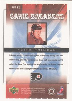 2005-06 Upper Deck Victory - Game Breakers #GB32 Keith Primeau Back