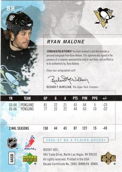 2006-07 Be A Player - Autographs #88 Ryan Malone Back
