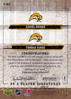 2006-07 Be A Player - Be a Player Signatures Duals #D-BU Daniel Briere / Thomas Vanek Back