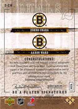 2006-07 Be A Player - Be a Player Signatures Duals #D-CW Aaron Ward / Zdeno Chara Back