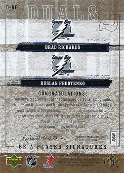 2006-07 Be A Player - Be a Player Signatures Duals #D-RF Brad Richards / Ruslan Fedotenko Back