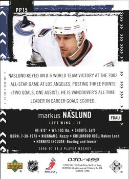 2006-07 Be A Player - Profiles #PP15 Markus Naslund Back