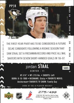 2006-07 Be A Player - Profiles #PP18 Jordan Staal Back
