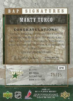 2006-07 Be A Player - BAP Signatures SN25 #21 Marty Turco Back