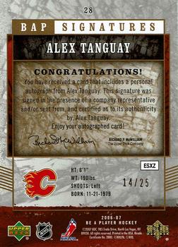 2006-07 Be A Player - BAP Signatures SN25 #28 Alex Tanguay Back