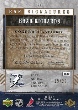 2006-07 Be A Player - BAP Signatures SN25 #59 Brad Richards Back