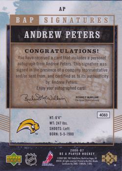 2006-07 Be A Player - BAP Signatures #AP Andrew Peters Back