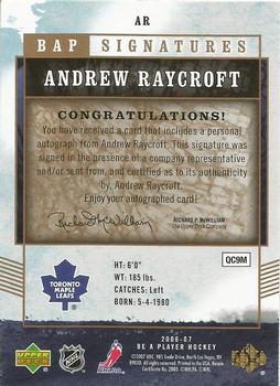 2006-07 Be A Player - BAP Signatures #AR Andrew Raycroft Back