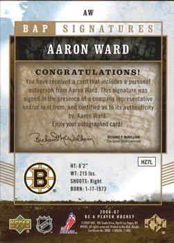 2006-07 Be A Player - BAP Signatures #AW Aaron Ward Back
