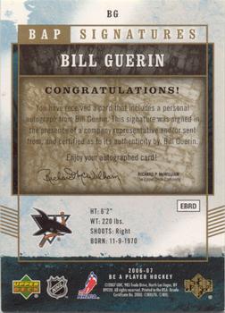 2006-07 Be A Player - BAP Signatures #BG Bill Guerin Back