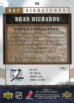 2006-07 Be A Player - BAP Signatures #BR Brad Richards Back