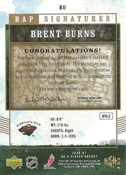 2006-07 Be A Player - BAP Signatures #BU Brent Burns Back