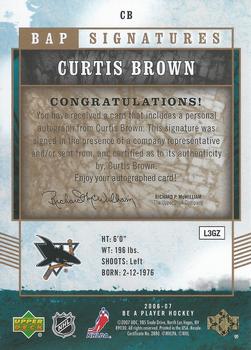 2006-07 Be A Player - BAP Signatures #CB Curtis Brown Back