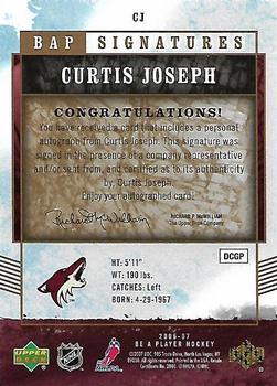 2006-07 Be A Player - BAP Signatures #CJ Curtis Joseph Back
