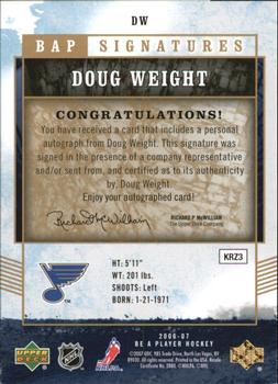 2006-07 Be A Player - BAP Signatures #DW Doug Weight Back