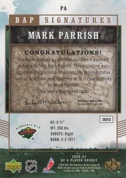 2006-07 Be A Player - BAP Signatures #PA Mark Parrish Back