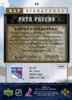 2006-07 Be A Player - BAP Signatures #PP Petr Prucha Back