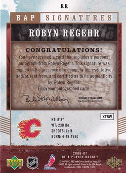 2006-07 Be A Player - BAP Signatures #RR Robyn Regehr Back