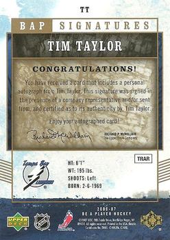 2006-07 Be A Player - BAP Signatures #TT Tim Taylor Back