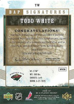 2006-07 Be A Player - BAP Signatures #TW Todd White Back