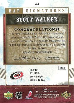 2006-07 Be A Player - BAP Signatures #WA Scott Walker Back