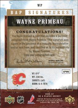 2006-07 Be A Player - BAP Signatures #WP Wayne Primeau Back