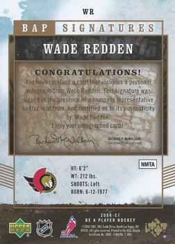 2006-07 Be A Player - BAP Signatures #WR Wade Redden Back