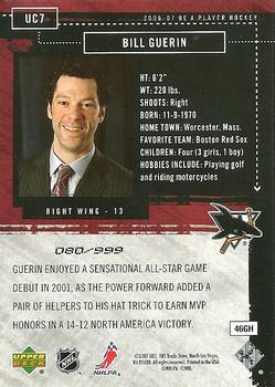2006-07 Be A Player - Up Close and Personal #UC7 Bill Guerin Back