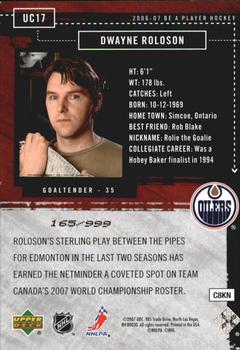 2006-07 Be A Player - Up Close and Personal #UC17 Dwayne Roloson Back