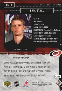 2006-07 Be A Player - Up Close and Personal #UC18 Eric Staal Back