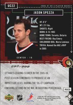 2006-07 Be A Player - Up Close and Personal #UC22 Jason Spezza Back