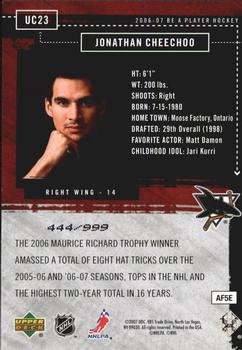 2006-07 Be A Player - Up Close and Personal #UC23 Jonathan Cheechoo Back