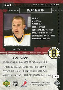 2006-07 Be A Player - Up Close and Personal #UC28 Marc Savard Back