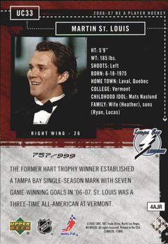 2006-07 Be A Player - Up Close and Personal #UC33 Martin St. Louis Back