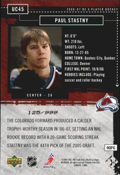 2006-07 Be A Player - Up Close and Personal #UC45 Paul Stastny Back