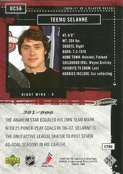 2006-07 Be A Player - Up Close and Personal #UC56 Teemu Selanne Back