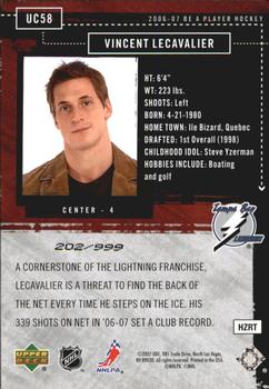2006-07 Be A Player - Up Close and Personal #UC58 Vincent Lecavalier Back