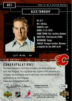 2006-07 Be A Player - Up Close and Personal Autographs #UC1 Alex Tanguay Back