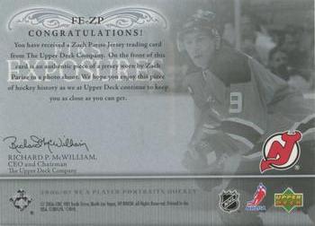 2006-07 Be A Player Portraits - First Exposures #FE-ZP Zach Parise Back