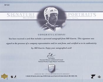 2006-07 Be A Player Portraits - Signature Portraits #SP-GU Bill Guerin Back