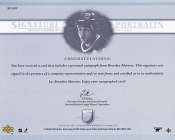 2006-07 Be A Player Portraits - Signature Portraits #SP-MW Brenden Morrow Back